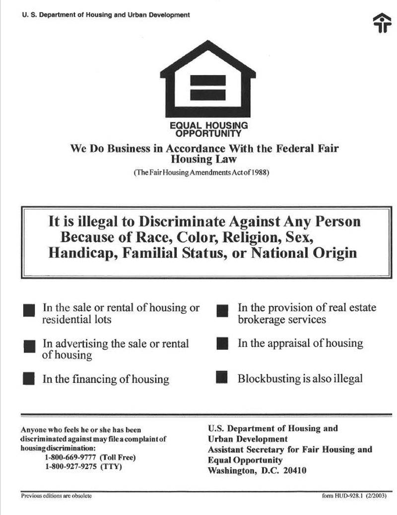 equal housing opportunity statement